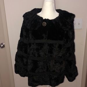 Leifsdottir Black Faux Fur Coat Sz 12
